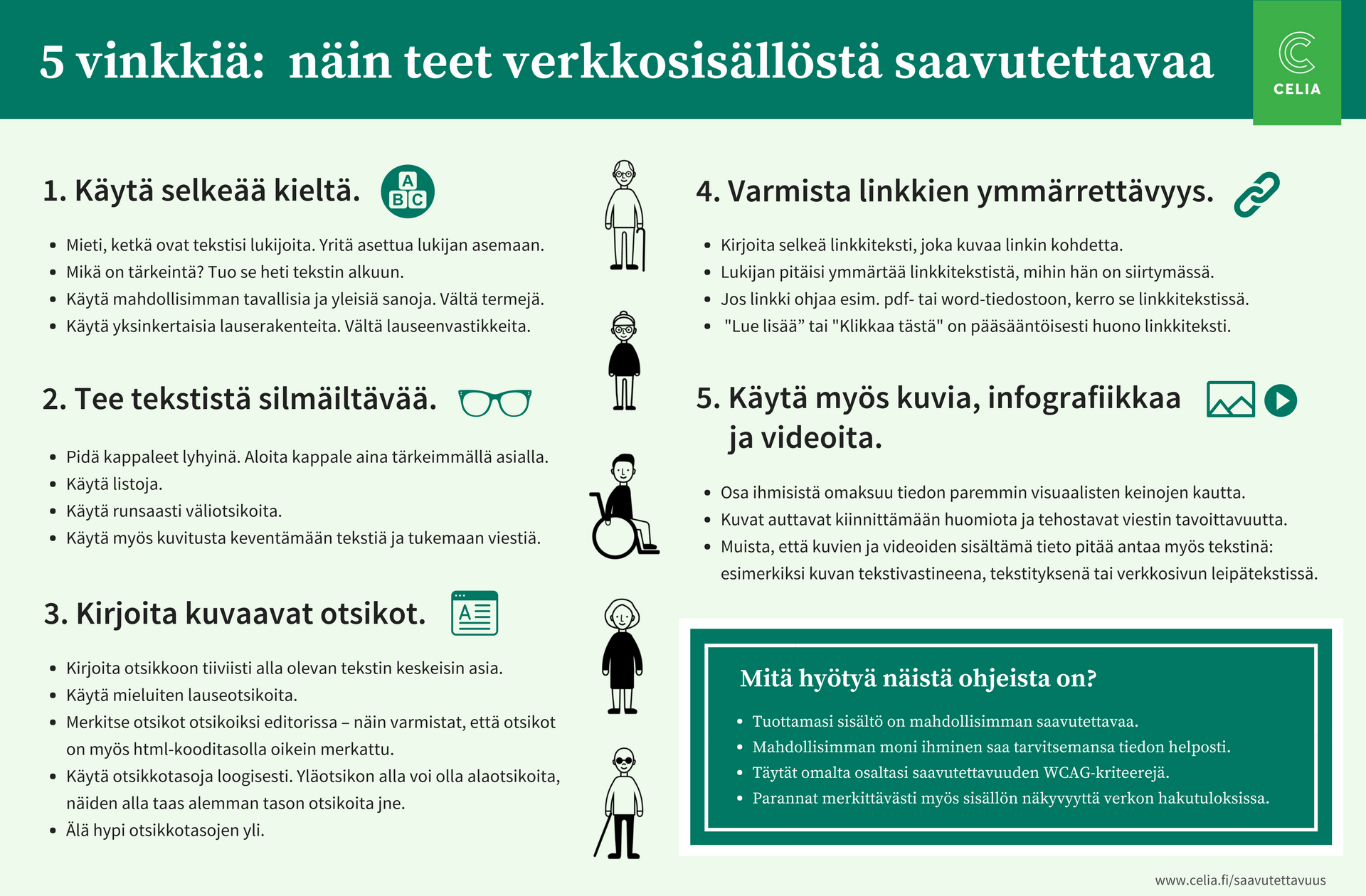 Viisi vinkkiä saavutettavaan verkkosisältöön.